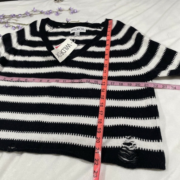 NEW Wildfox [ Large ] Optic Stripe Leanne‎ Sweater in Night Vanilla - Picture 4 of 12